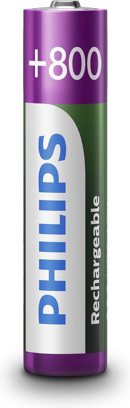 Philips R03B2A80 - AAA Batterij - 800 mAh oplaadbaar NiMH (10 stuks)