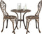 tectake® Lyon - 3-delige Bistroset - Vintage Design - Aluminium - Bronskleurig