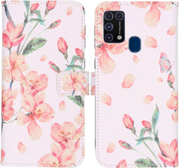 iMoshion Hoesje Geschikt voor Samsung Galaxy M31 Hoesje Met Pasjeshouder - iMoshion Design Softcase Bookcase - Meerkleurig / Blossom Watercolor