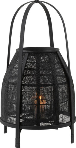 J-Line lantaarn Kap - bamboe - zwart - medium