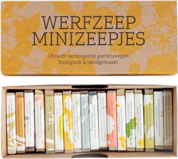 Werfzeep cadeaudoos – Minizeepjes - Gastenzeepjes - Natuurlijke zeep - Handgemaakt - Biologisch en Vegan zeep - 18 Stuks