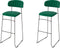 Mundo Stapelbare barkruk groen, velvet gestoffeerd, brandvertragend - SET VAN 2