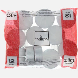Candra - Maxi Theelichten - brandtijd ±10 u - Wit (12 stuks)