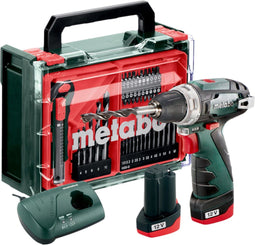 Metabo PowerMaxx BS Basic Set 600080710 Accu-schroefboormachine 12 V 2 Ah Li-ion Incl. 2 accu's, Incl. lader, Brushless