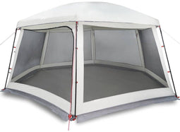 vidaXL - Zwembadtent - met - uitneembare - buiten- - gaaswanden - 618x532 - cm - grijs