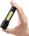 Hofftech Tactical zaklamp - zoomfunctie - LED COB - oplaadbaar - 10 cm - zwart