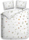 Heckettlane Dekbedovertrek Tuva - Bedlinnen met Bloemen print - 200x220 - Wit - Dekbedhoes van 100% Katoen-Clip Sheared