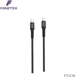 FoneTex FT-C18 - USB-C To USB-C Kabel - 2m - 60W - Zwart