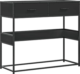 vidaXL - Wandtafel - 90x35x80 - cm - bewerkt - hout - zwart