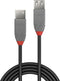 Lindy 36700 - USB 2.0 kabel - 20 cm - Grijs Zwart