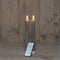 Anna's Collection - LED dinerkaarsen - 2x - ribbel - taupe - 23 cm (2 stuks)