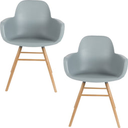 Zuiver Albert Kuip Eetkamerstoelen met armleuning Lichtgrijs - Set van 2