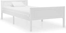vidaXL - Bedframe - massief - grenenhout - wit - 90x200 - cm
