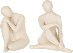 J-Line Figuur Knielend Poly Beige Assortiment Van 2