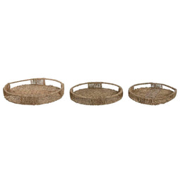 Set van trays Home ESPRIT Natuurlijk Tropisch 45 x 45 x 7 cm (3 Stuks)