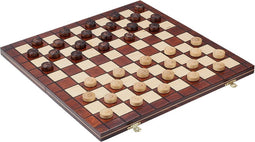 Wegiel DAM-100-WD - Houten Dambord met Inlegblad - 40 x 40 cm (set van 40)