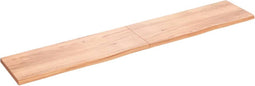vidaXL - Wandschap - 220x40x(2-4)cm - behandeld - massief - eikenhout - lichtbruin