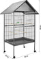 tectake® - vogelkooi - volière - hellend dak - 168 cm hoog - op wieltjes