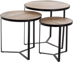 Salontafel - auxiliary table set 3 metal mango 60x60x55 natural - metaal