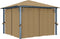 vidaXL - Prieel - met - gordijn - 300x300 - cm - aluminium - antraciet