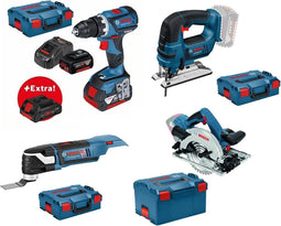 18v Toolkit Hout 1 - GSR 18V-60 C Accuschroefboormachine + GST 18 V-LI B + GKS 18 V-57 G + GOP 18 V-28 - 3 accu's