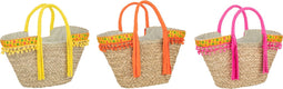 J-Line strandtas Bloemen + Lang Franjes - zeegras - mix - 3 stuks