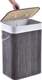Juskys Curly - Bamboe Wasmand - 72 L - Grijs - Uitneembare Waszak