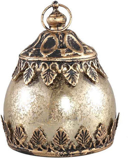 PTMD Nordy led lantaarn - glas met metaal - H 11,5 x Ø 8,5 cm. - Goud