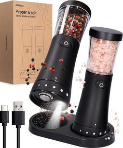 Deleca Gustaro Elektrische Peper en Zoutmolen Set - 130ml Capaciteit - 5-instellingen Maalgraad - USB-C Oplaadbaar