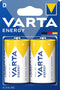 Varta ENERGY D - Alkaline batterijen LR20/D/Mono 1,5V - Langere levensduur en betrouwbare prestaties (2 stuks)
