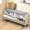 Sobuy FSR151-L-W - Schoenenkast met bank - 4 vakken - 105 x 24 x 52 cm - wit met grijs kussen