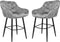 Barstoel Liverpool - Set van 2 - 56x61x97 - Lichtgrijs/zwart - Velours/metaal