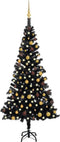 vidaXL - Kunstkerstboom - met - verlichting - en - kerstballen - 180 - cm - PVC - zwart