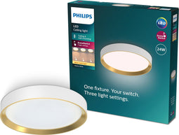Philips Hanno - Plafondlamp - SceneSwitch lichttechnologie 24W - Wit met goud