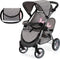 Bayer Design Twin Xeo - Tweeling poppenwagen - Verstelbare duwstang - Jeans-grijs roze