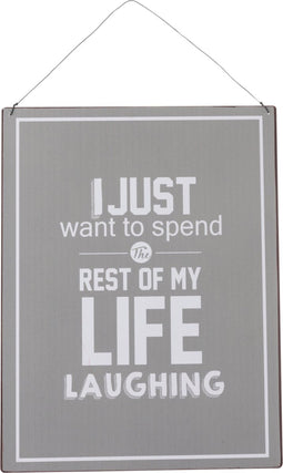 J-Line plakkaat Life/Vie Engels/Frans - metaal - grijs/wit