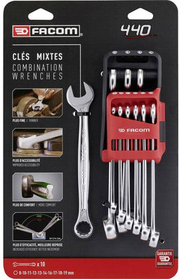 Facom 440.JP10PB Ring-steeksleutelset 9-delig Sleutelbreedte (metrisch) 8 - 19 mm