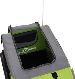 vidaXL - Hondenfietstrailer - oxford - stof - en - ijzer - groen - en - grijs