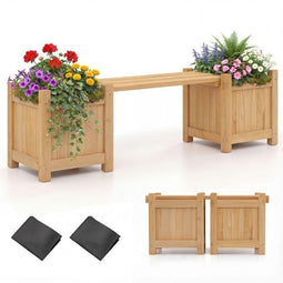 Coast Plantenbak met Tuinbank - 2-in- met 2 Zijbakken - 105 x 26,5 x 29,5 cm - Houtkleur