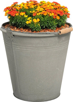 Mega Collections Emmer/plantenpot/bloempot Eddy - zink - zilver - D28 X H27 cm