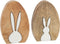 J-Line decoratie Konijn Puzzel - hout - naturel/wit - small - 2 stuks - paasdecoratie