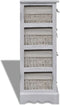 vidaXL - Opbergkast - met - 4 - weefmanden - hout - wit