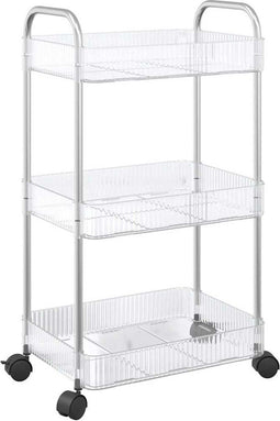 vidaXL - Opbergtrolley - 3-laags - 37x28x68 - cm - acryl - transparant