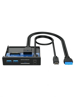 Graugear GMP01CR - USB 3.0-hub - 6 poorten met 2x USB-C en SD/micro-SD-kaartlezer - Zwart
