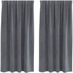 vidaXL - Zwart-out - gordijnen - met - top - tape - 2 - stuks - Super - Lichtgrijs - fluweel