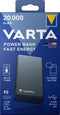 Varta Fast Energy 20000 - Powerbank - USB-C en 2 USB-uitgangen - Stijlvol design
