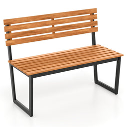 Coast Tuinbank - Loveseat Acaciahout met Metalen Frame - Rugleuning - Naturel/Zwart