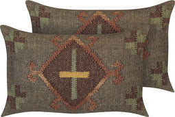 KATORA - Sierkussen set van 2 - Donkergroen - 30 x 50 cm - Jute