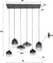 AnLi Style Hanglamp 3+3 mix glass shaded