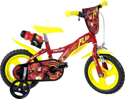 Dino Flash - Kinderfiets 12 Inch - van 2-4 Jaar - met Zijwieltjes - Jongensfiets Rood